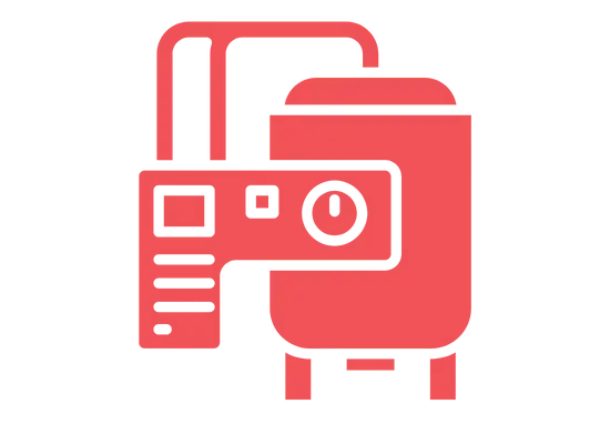 Illustration of a washing machine and laundry dryer in pink color.